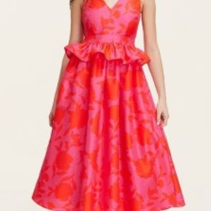 Kate Spade Rose Peplum Midi Dress
